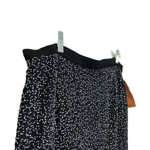 JK Ara Women's Slit Midi Skirt Formal Beaded Adjustable Waist  Black 16 NWT $98 - Picture 4 of 11
